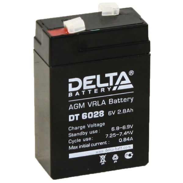 Аккумулятор для ИБП Delta Battery DT 6028 2,8А/ч-6V ст EN1 - 66x33x99